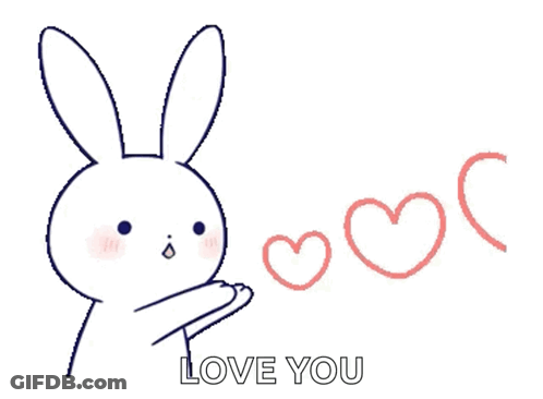 Rabbit With Hearts Saying Love You GIF