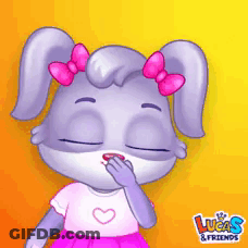 Rabbit With Pink Bow Saying Lucas & Friends GIF