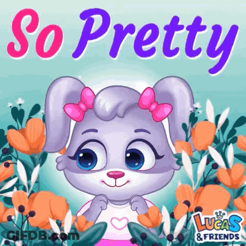 Rabbit With So Pretty Text GIF