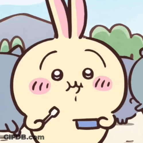 Rabbit With Toothbrush In Mouth GIF