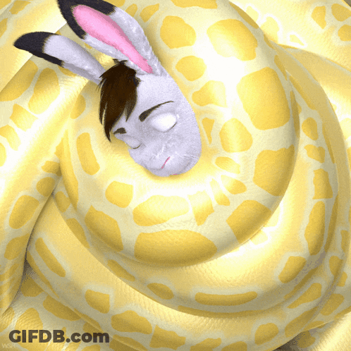 Rabbit Wrapped In Snake GIF