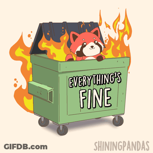 Raccoon In Dumpster Saying Everything's Fine GIF