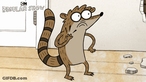 Raccoon In Front Of CN Regular Show Door GIF