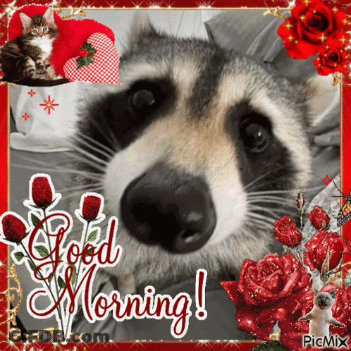 Raccoon Saying Good Morning GIF