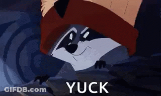 Raccoon Wearing Sweater And Hat Yuck GIF