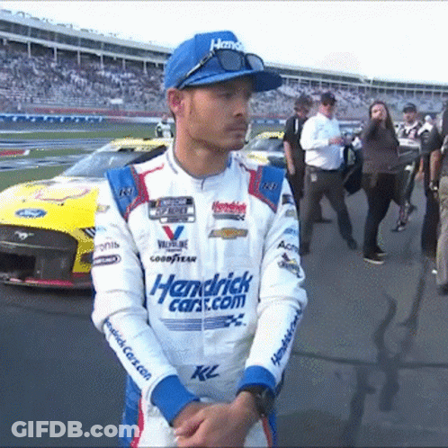 Race Car Driver In Hendrick Car.com Uniform GIF