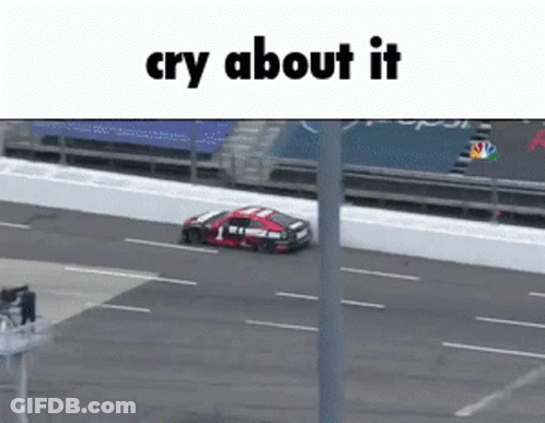 Race Car Going Down Track Cry About It GIF