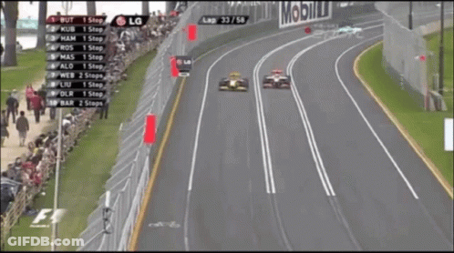 Race Car Going Down Track With LG Logo GIF