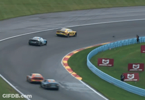 Race Car On Track With Loop Sign GIF