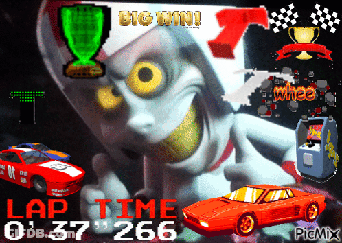 Race Car Saying Big Win GIF