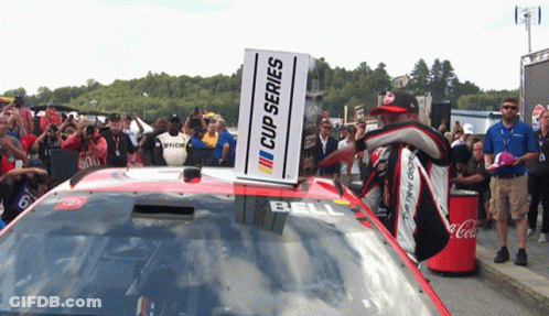 Race Car With Cup Series Sign GIF