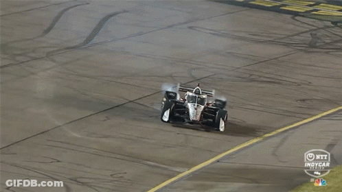 Race Car With Hitachi Logo GIF