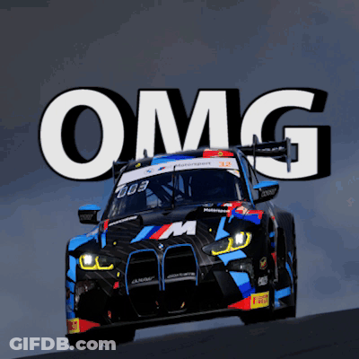 Race Car With OMG On Top GIF