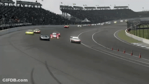 Race Car With Red Stripe Turning GIF