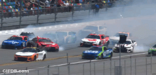 Race Car With Smoke From Exhaust Pipe GIF