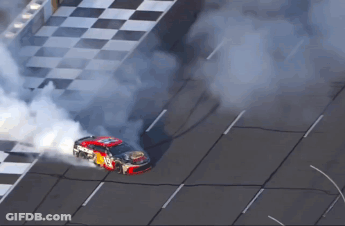 Race Car With Smoke From Exhaust Pipe GIF