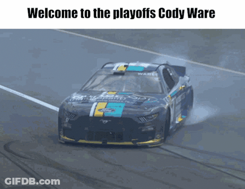 Race Car With Welcome To The Playoffs Cody Ware GIF