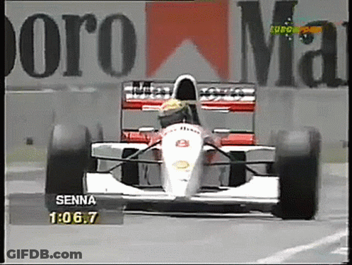 Race Car With Word Senna GIF