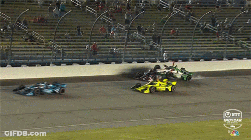 Race Cars On IndyCar Track GIF