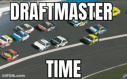 Race Cars On Track Saying Draftmaster Time GIF
