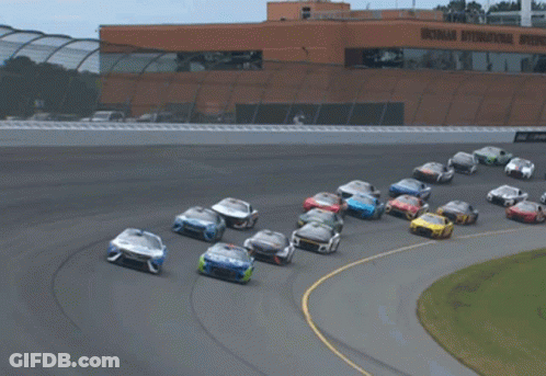 Race Cars Racing On Track With Ford Car GIF