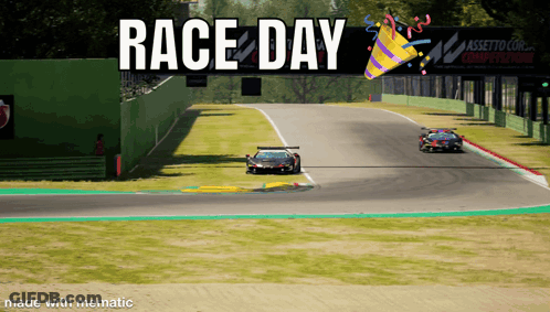 Race Day Sign Above Track GIF