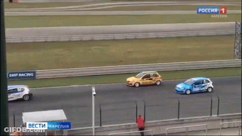 Race On Television Screen GIF