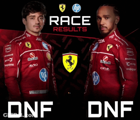 Race Results Poster With Two Men In Red Shirts GIF