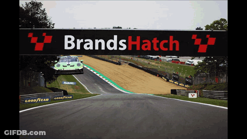 Race Track With Brandshatch Sign GIF