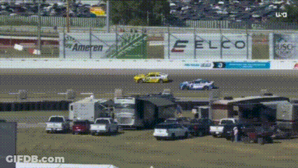 Race Track With Elco Sign GIF