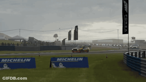 Race Track With Michelin Sign GIF