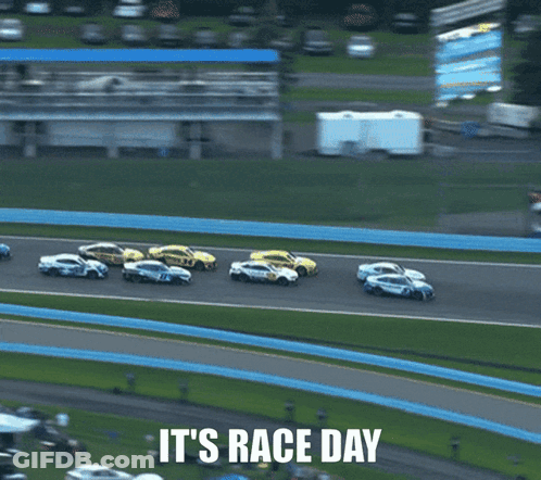 Race Track With Race Day Words GIF