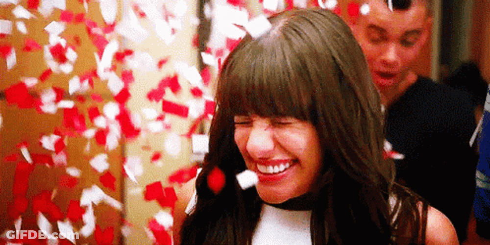 Rachel Confetti Shower GIF