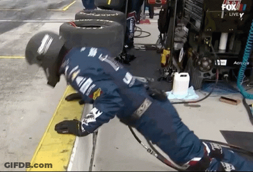Racing Suit Man Crawling Before Fox Live Sign GIF