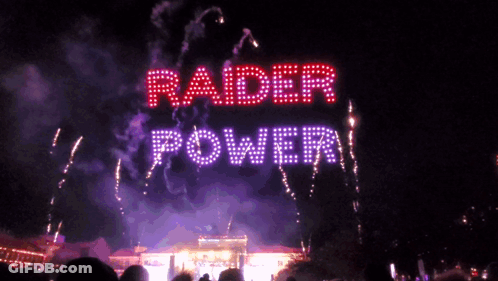 Rader Power Sign Lit Up In Night Sky GIF