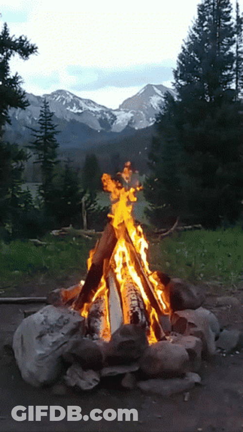 Radiant Campfire Nature Mountain View GIF