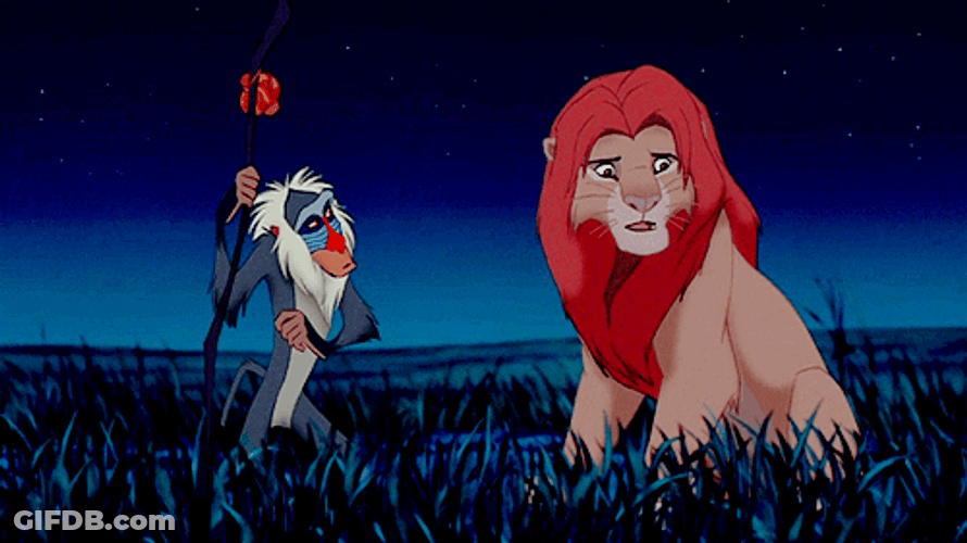 Rafiki Smash Simba On His Head Using Wood Stick GIF