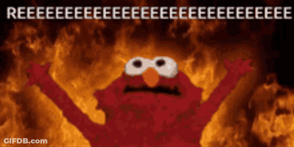 Rage Elmo Hands Up Reeee GIF