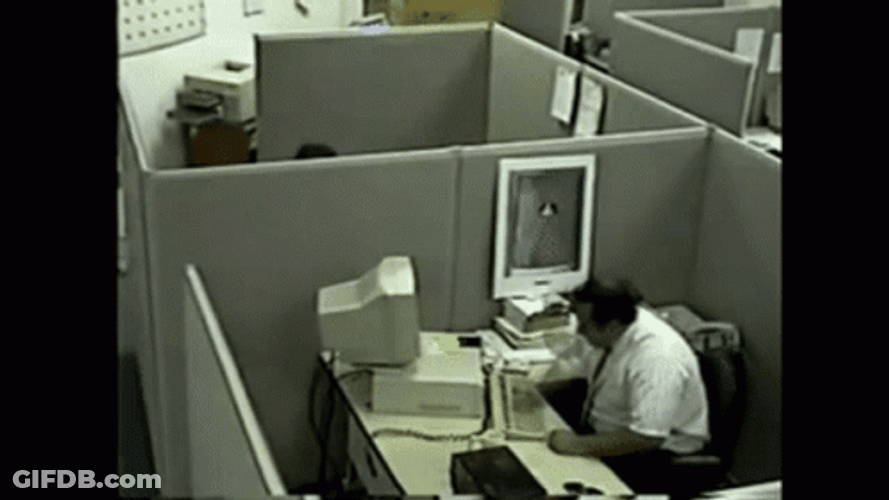 Rage Quit Office Worker Destroying Desktop CCTV Shot GIF