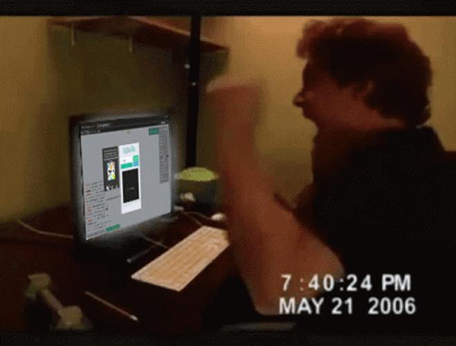Rage Quit Shocked Punching Computer Screen GIF