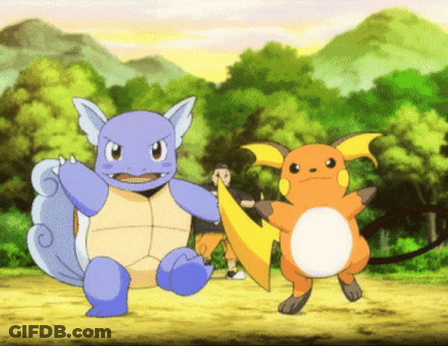Raichu Spinning In Front Of Wartortle GIF