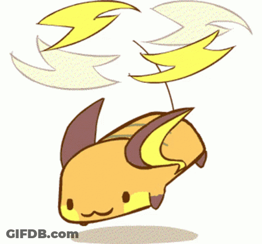 Raichu Using Its Tail As Rotor Blade GIF