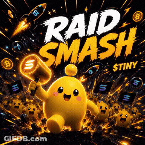 Raid Smash Tiny Poster Yellow Character Holding Hammer GIF
