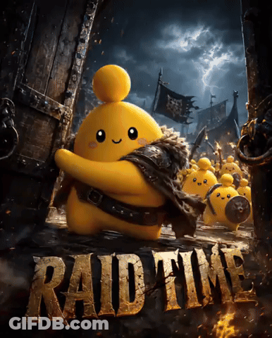 Raid Time Poster Cartoon Character GIF