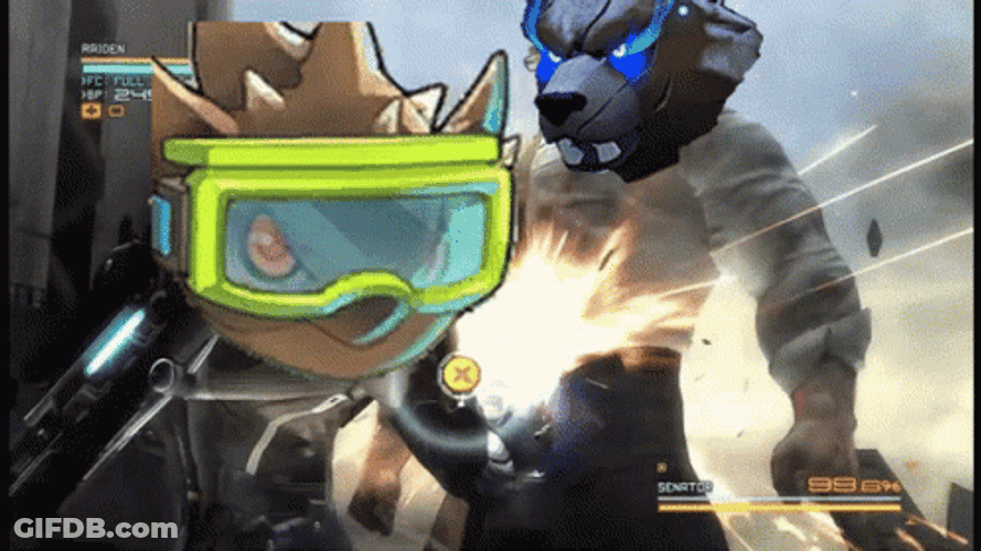 Raiden Punching Armstrong Gunfire Reborn Heads GIF