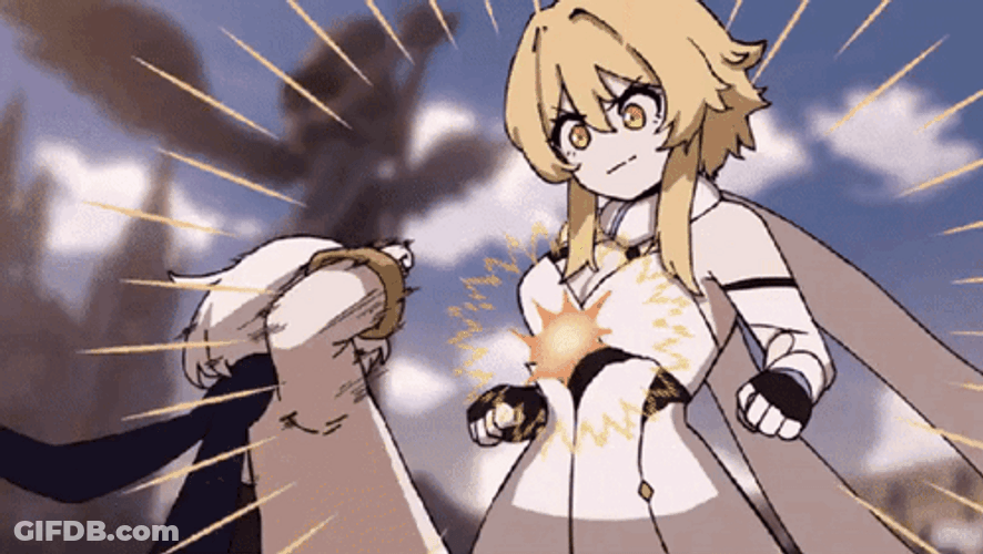 Raiden Punching Armstrong Paimon And Lumine Version GIF