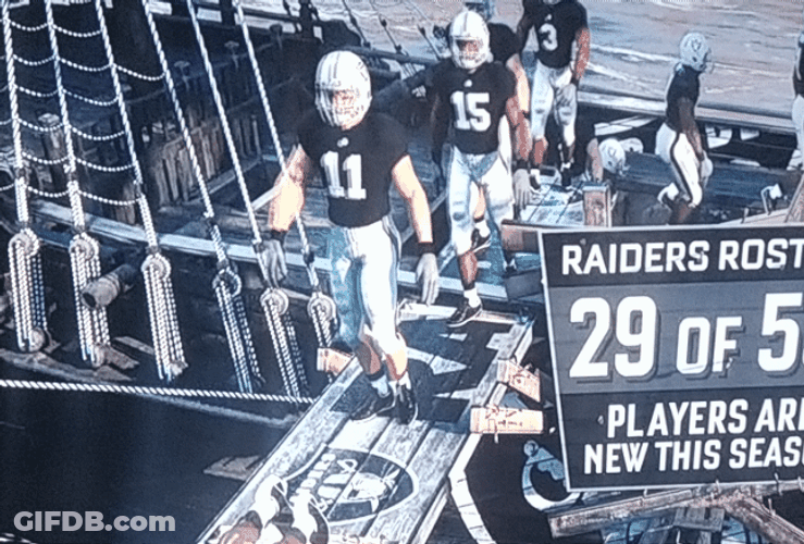 Raiders Athletes Diving Off Ship GIF