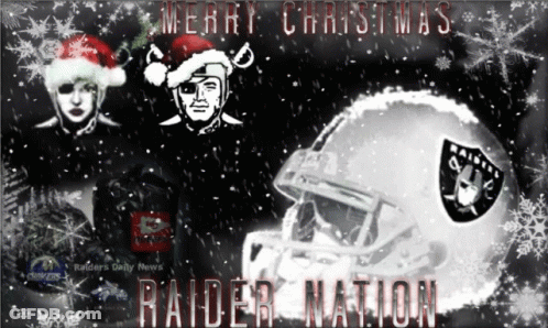 Raiders Christmas Greeting Card With Football Helmet GIF