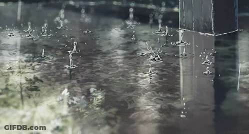 Rain Drops Falling Into Puddle GIF