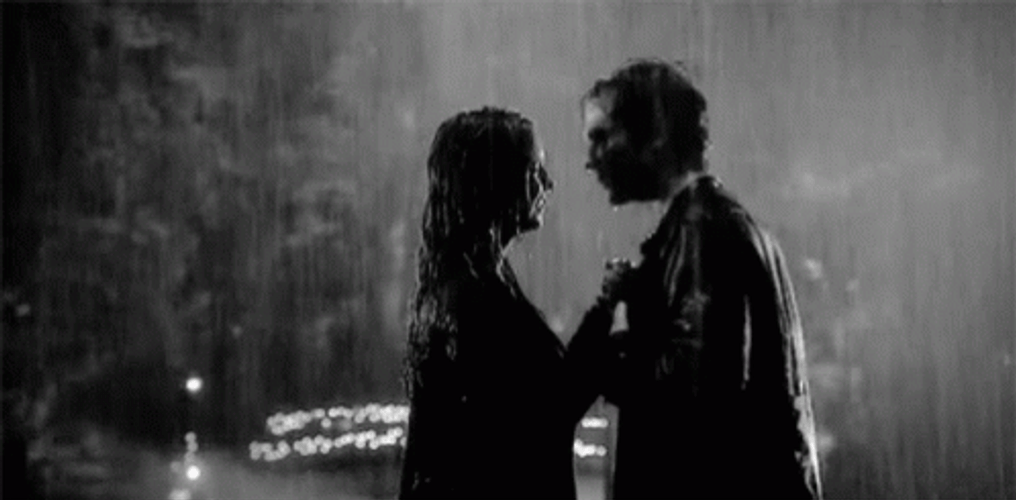 Rain Kiss Black And White Romantic GIF